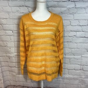 BSBW OPEN WEAVE LONG SLEEVE CREWNECK SWEATER YELLOW NWT SZ MED